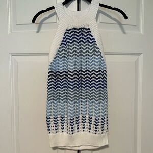 LOFT Chevron Knit Halter Top in Navy and White
